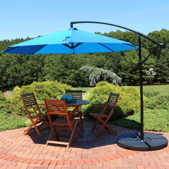 Sunnydaze 9.5 ft Cantilever Offset Patio Umbrella with Crank - Azure Image 4