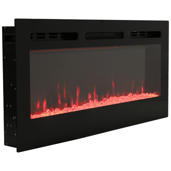 Sunnydaze 32 in Modern Flame Mounted Indoor Electric Fireplace - Black Image 8