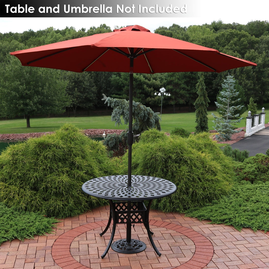 Sunnydaze 16 in Rose Blossom Cast Iron Round Patio Umbrella Base - Black Image 8