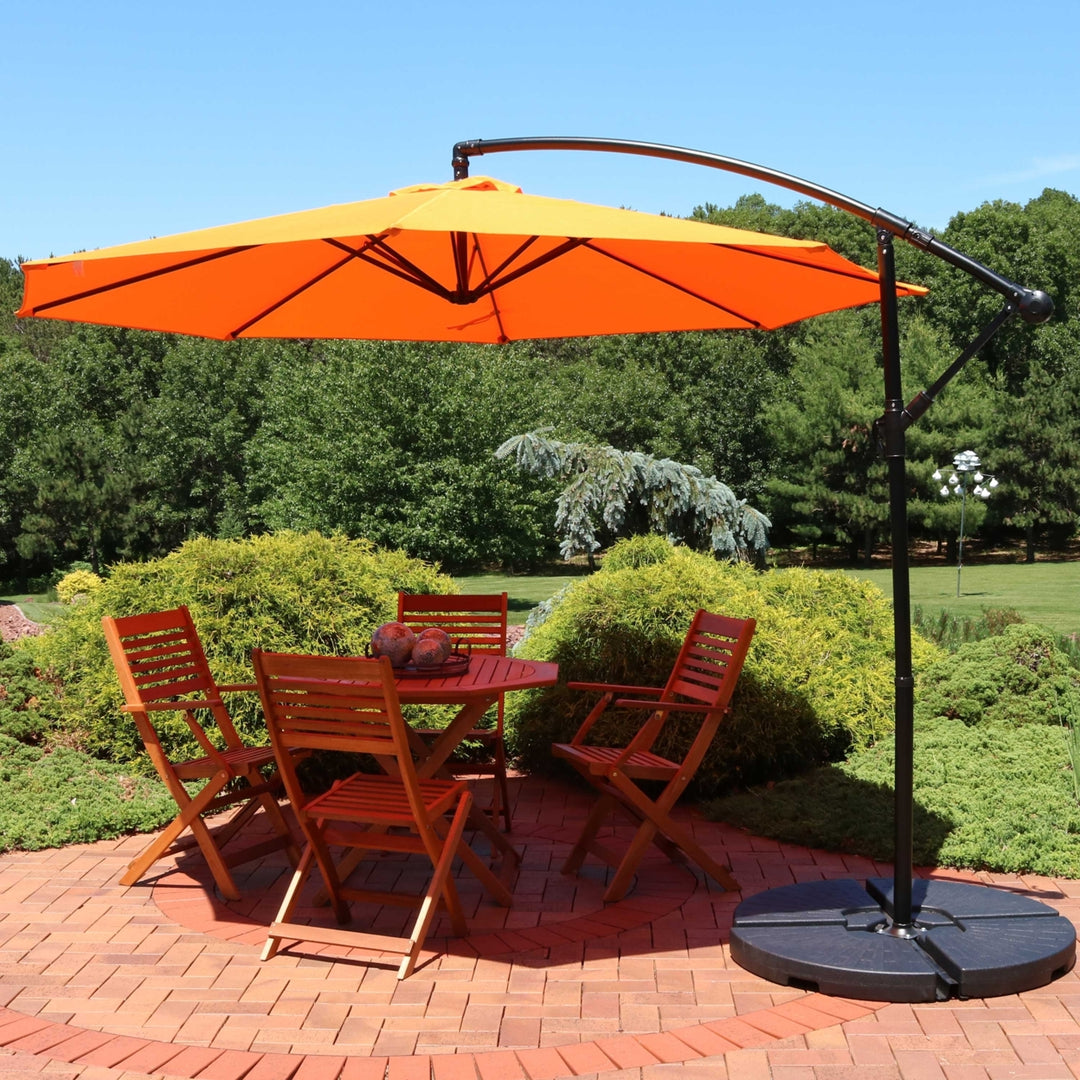 Sunnydaze 9.5 ft Cantilever Offset Patio Umbrella with Crank - Tangerine Image 4