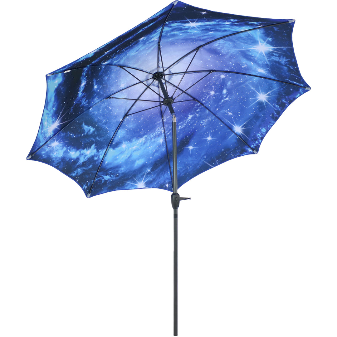 Sunnydaze 9 ft Aluminum Patio Umbrella with Tilt and Crank - Starry Galaxy Image 1