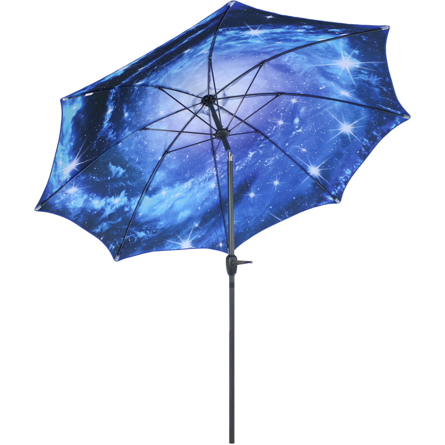 Sunnydaze 9 ft Aluminum Patio Umbrella with Tilt and Crank - Starry Galaxy Image 1