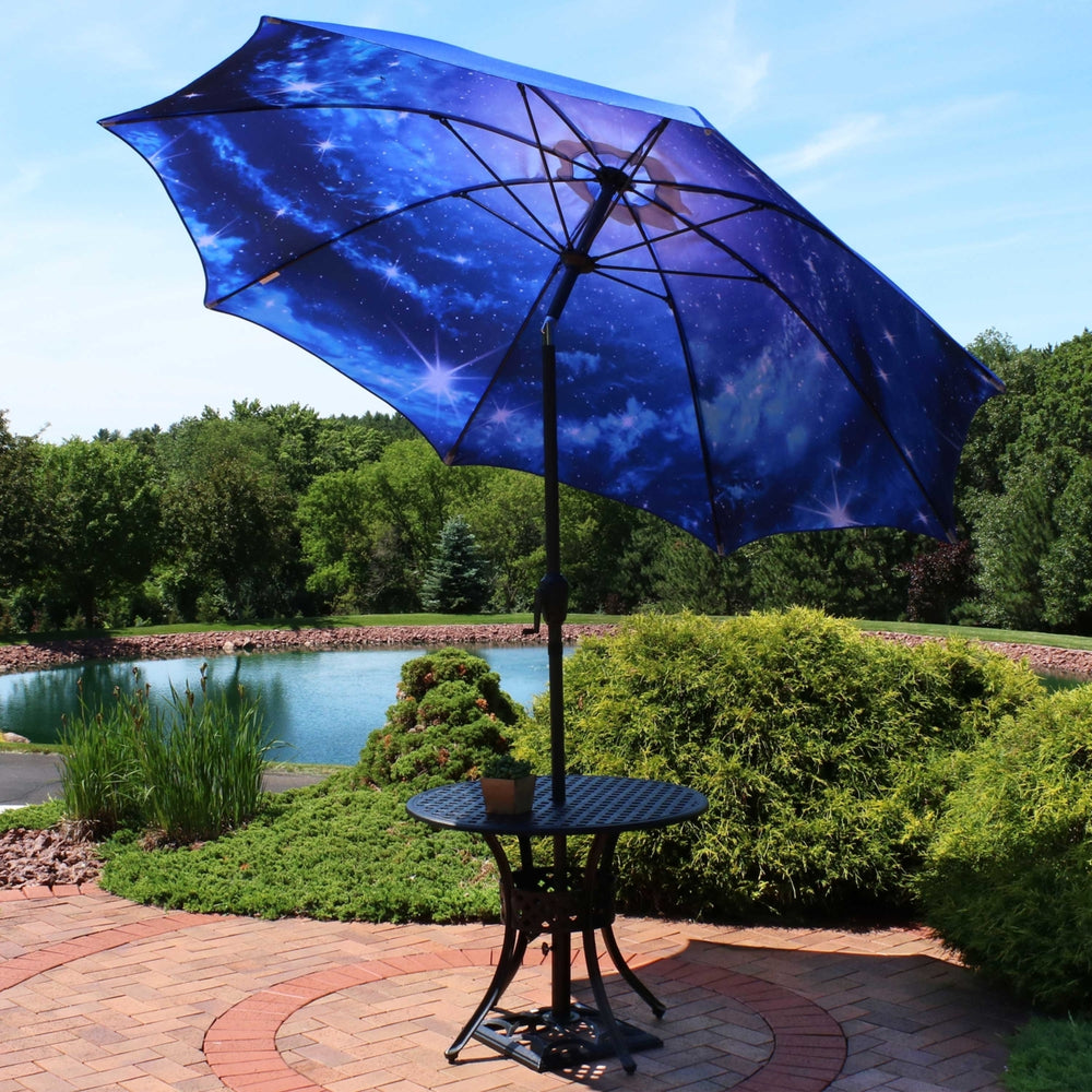 Sunnydaze 9 ft Aluminum Patio Umbrella with Tilt and Crank - Starry Galaxy Image 2