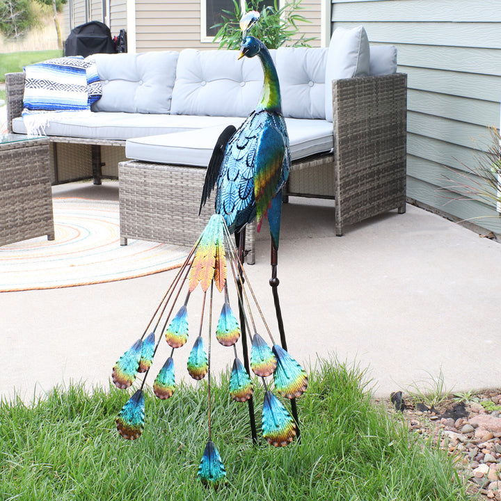 Sunnydaze Peacock Outdoor Metal Garden Statue - 34.5 in Image 2