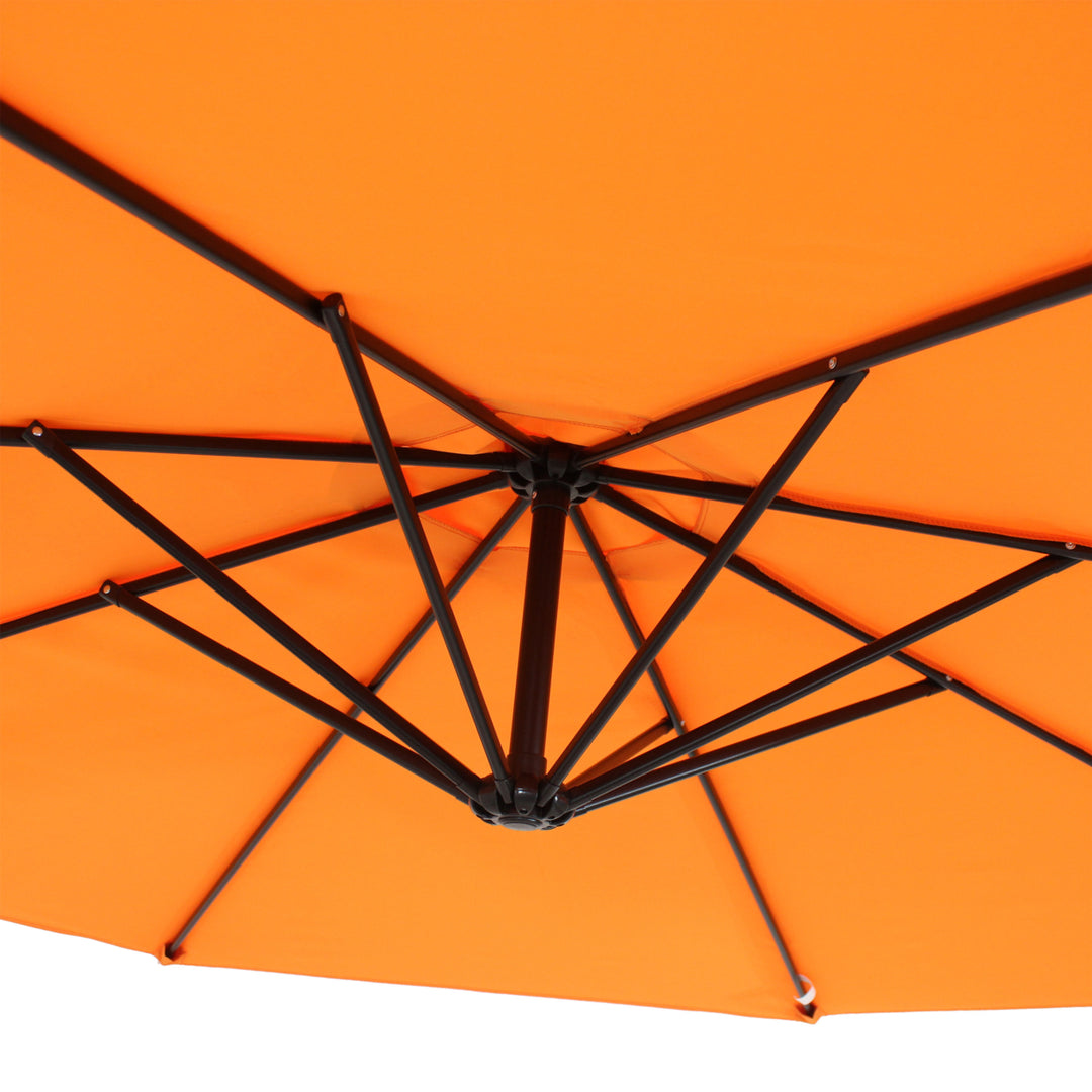 Sunnydaze 9.5 ft Cantilever Offset Patio Umbrella with Crank - Tangerine Image 6