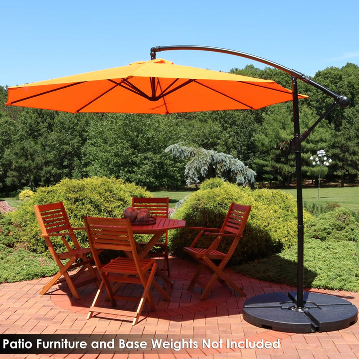 Sunnydaze 9.5 ft Cantilever Offset Patio Umbrella with Crank - Tangerine Image 10