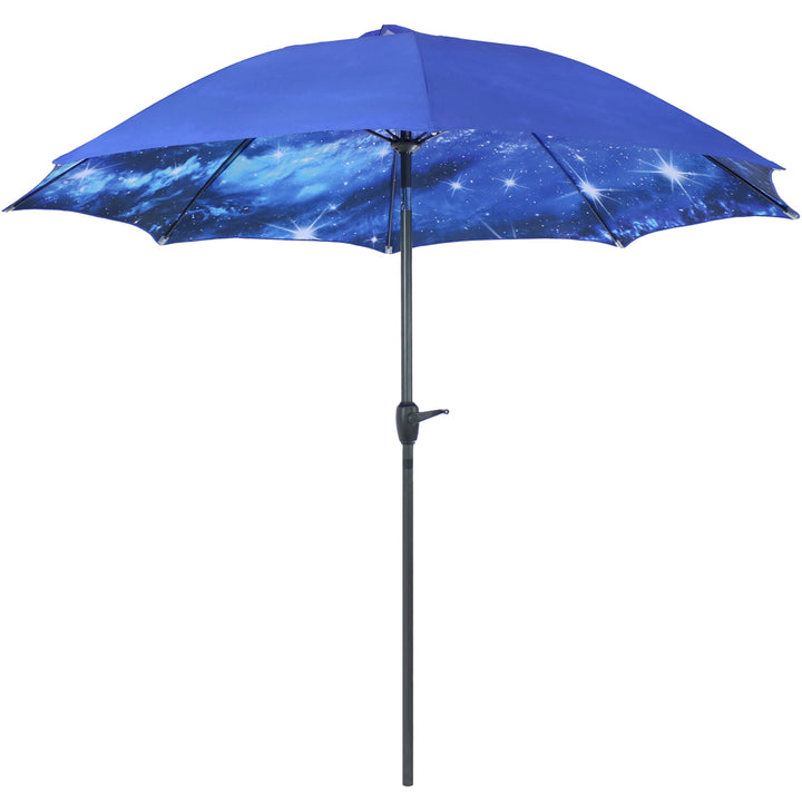 Sunnydaze 9 ft Aluminum Patio Umbrella with Tilt and Crank - Starry Galaxy Image 9