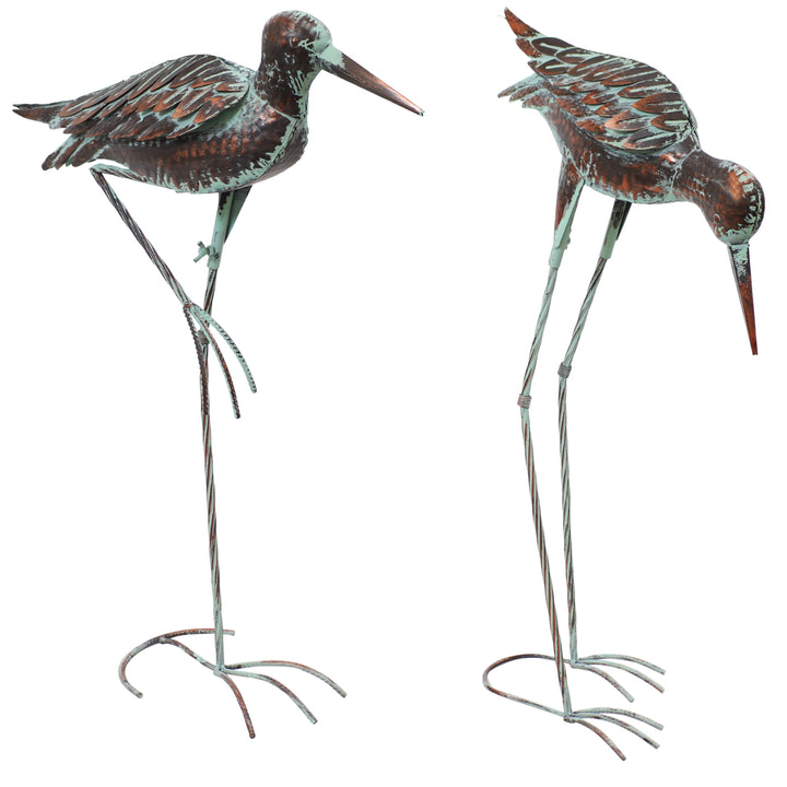 Sunnydaze Patina Crane Set of 2 Outdoor Metal Garden Statues - 29.5 in Image 1