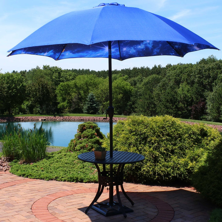 Sunnydaze 9 ft Aluminum Patio Umbrella with Tilt and Crank - Starry Galaxy Image 11