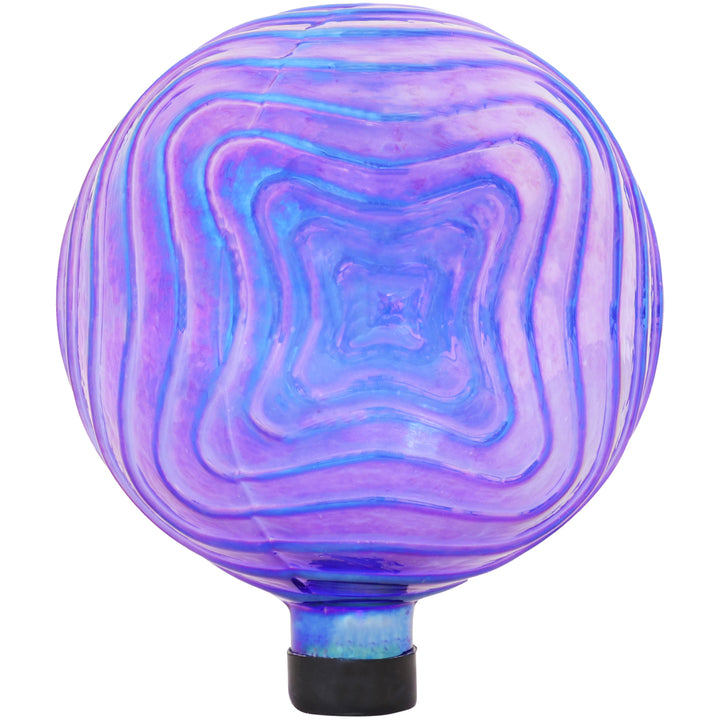 Sunnydaze Blue Peaceful Waves Rippled Glass Gazing Globe - 10 in Image 1