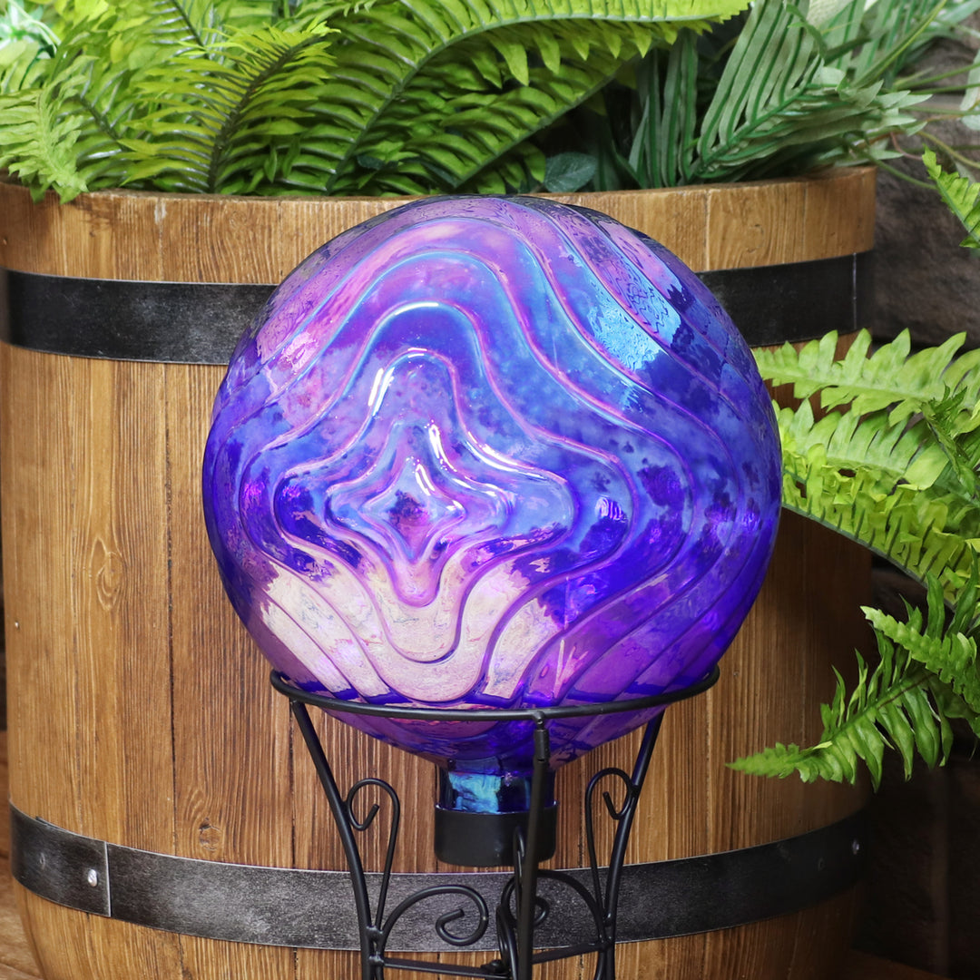 Sunnydaze Blue Peaceful Waves Rippled Glass Gazing Globe - 10 in Image 2