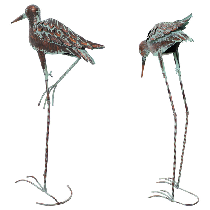 Sunnydaze Patina Crane Set of 2 Outdoor Metal Garden Statues - 29.5 in Image 9