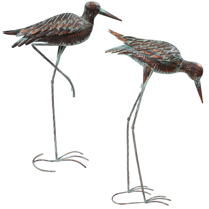 Sunnydaze Patina Crane Set of 2 Outdoor Metal Garden Statues - 29.5 in Image 10