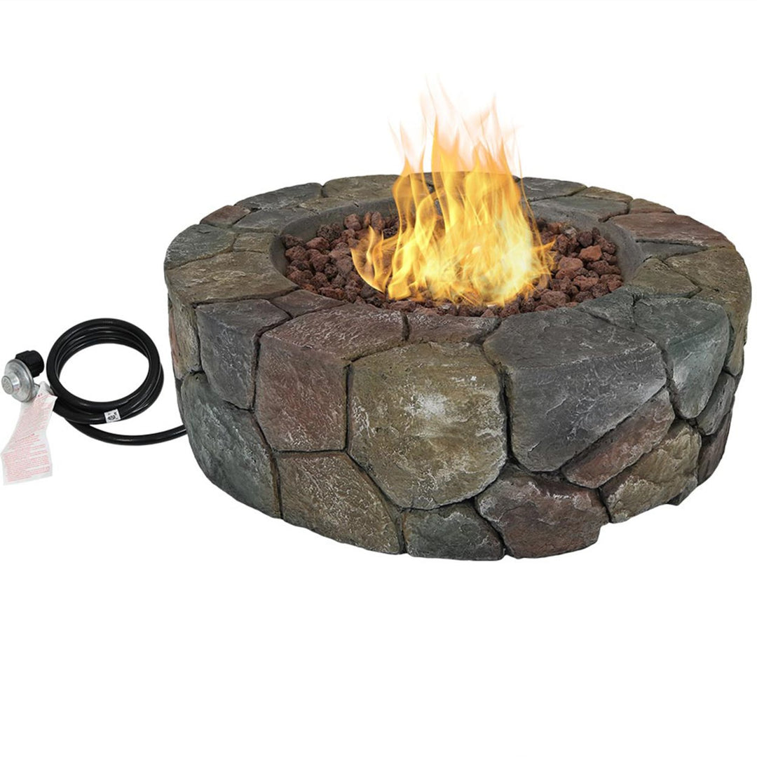 Sunnydaze 30 in Cast Stone Propane Gas Fire Pit Table with Lava Rocks Image 1