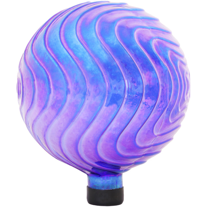 Sunnydaze Blue Peaceful Waves Rippled Glass Gazing Globe - 10 in Image 7