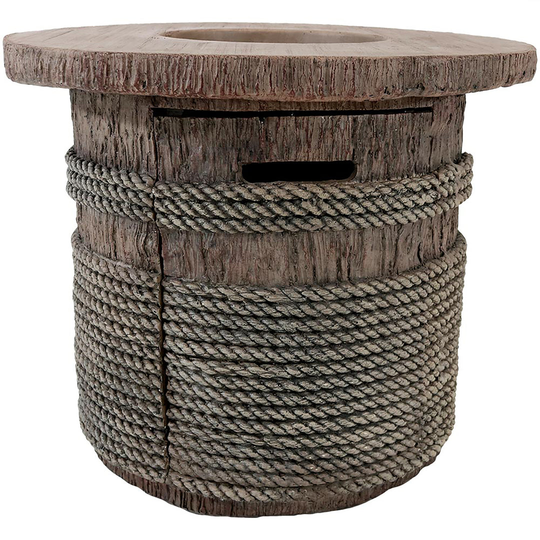 Sunnydaze 29 in Faux Rope Barrel Propane Gas Fire Pit Table with Lava Rocks Image 11