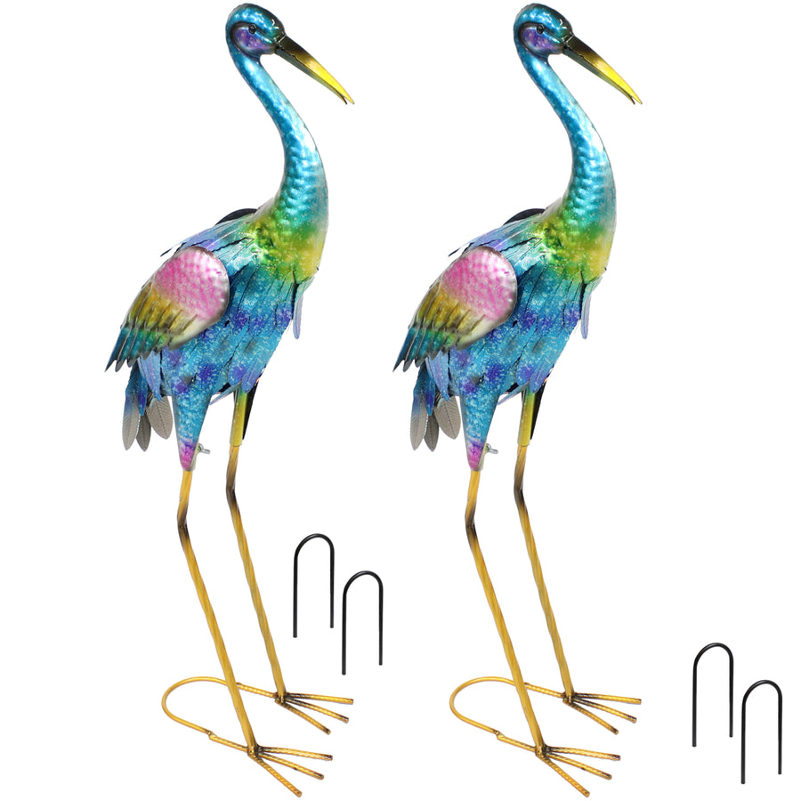 Sunnydaze Crane Indoor/Outdoor Metal Garden Statue - 29 in - Set of 2 Image 1