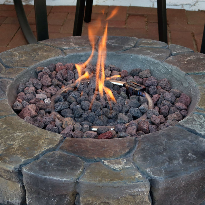 Sunnydaze 30 in Cast Stone Propane Gas Fire Pit Table with Lava Rocks Image 11