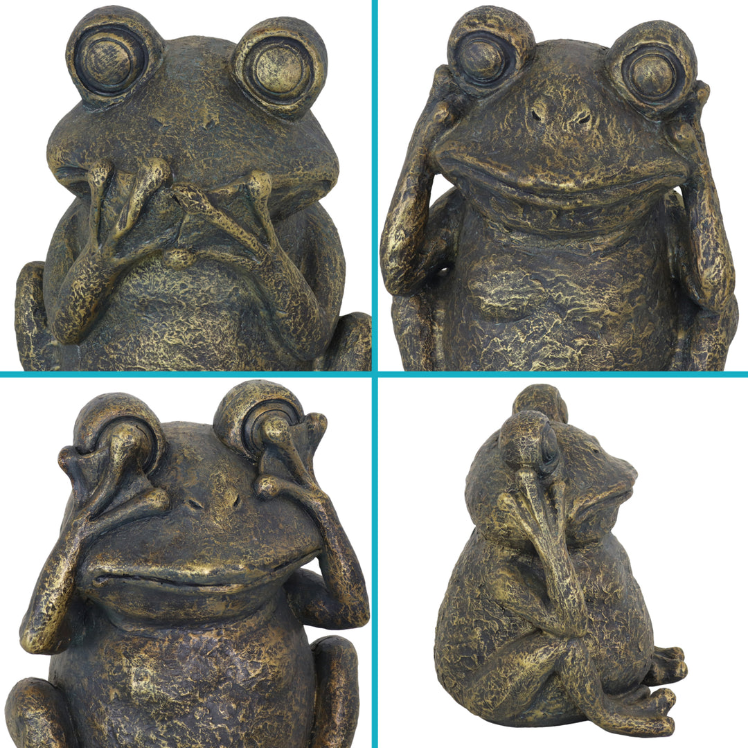 Sunnydaze Hear No Evil, See No Evil, and Speak No Evil Frog Statues - 10 in Image 6