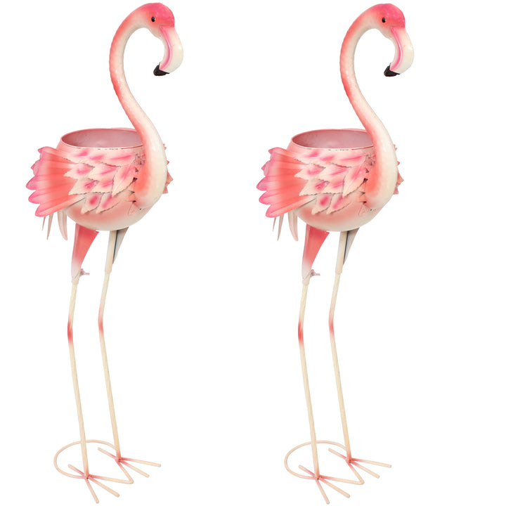 Sunnydaze Flamingo Indoor/Outdoor Metal Garden Statue - Set of 2 Image 1