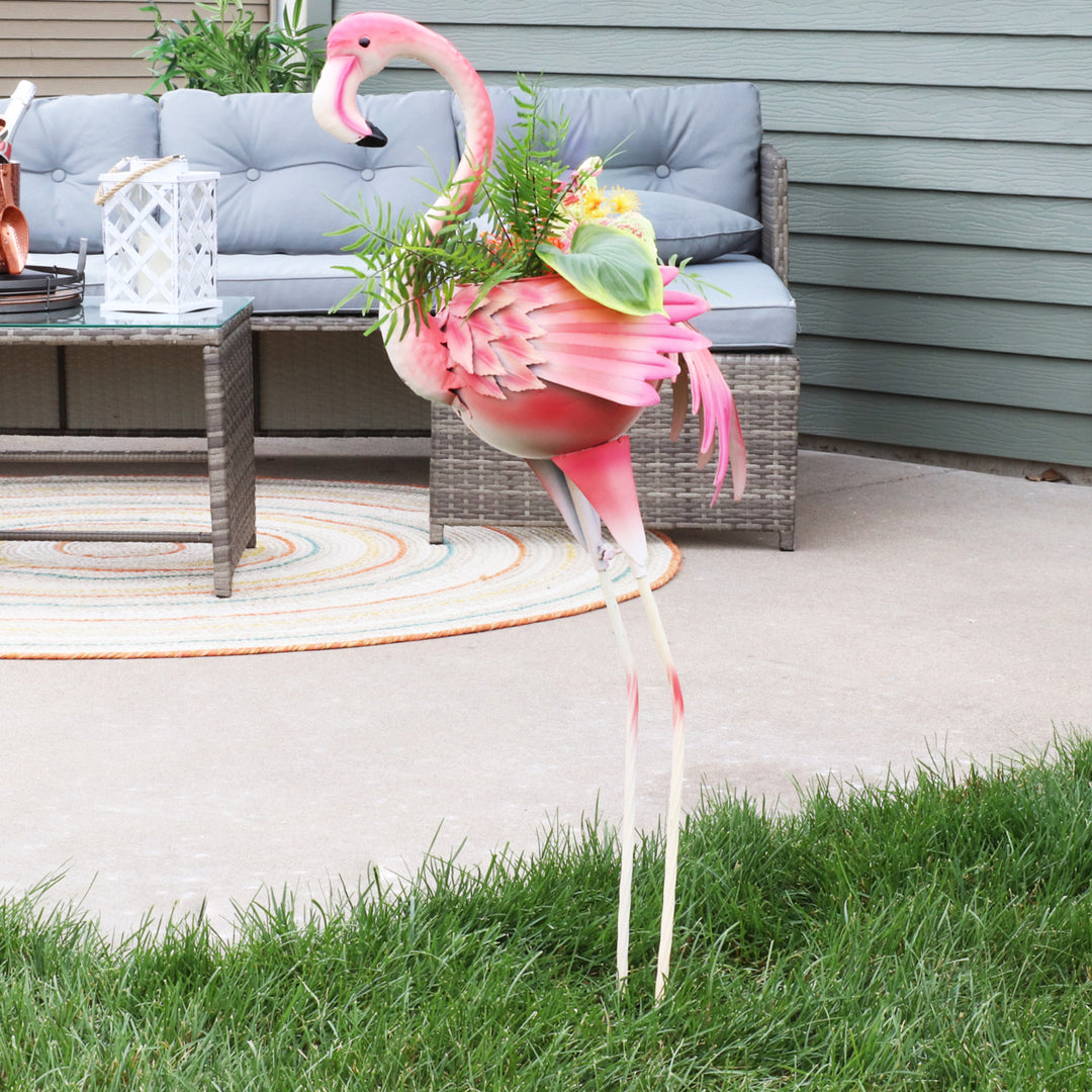 Sunnydaze Flamingo Indoor/Outdoor Metal Garden Statue - Set of 2 Image 5