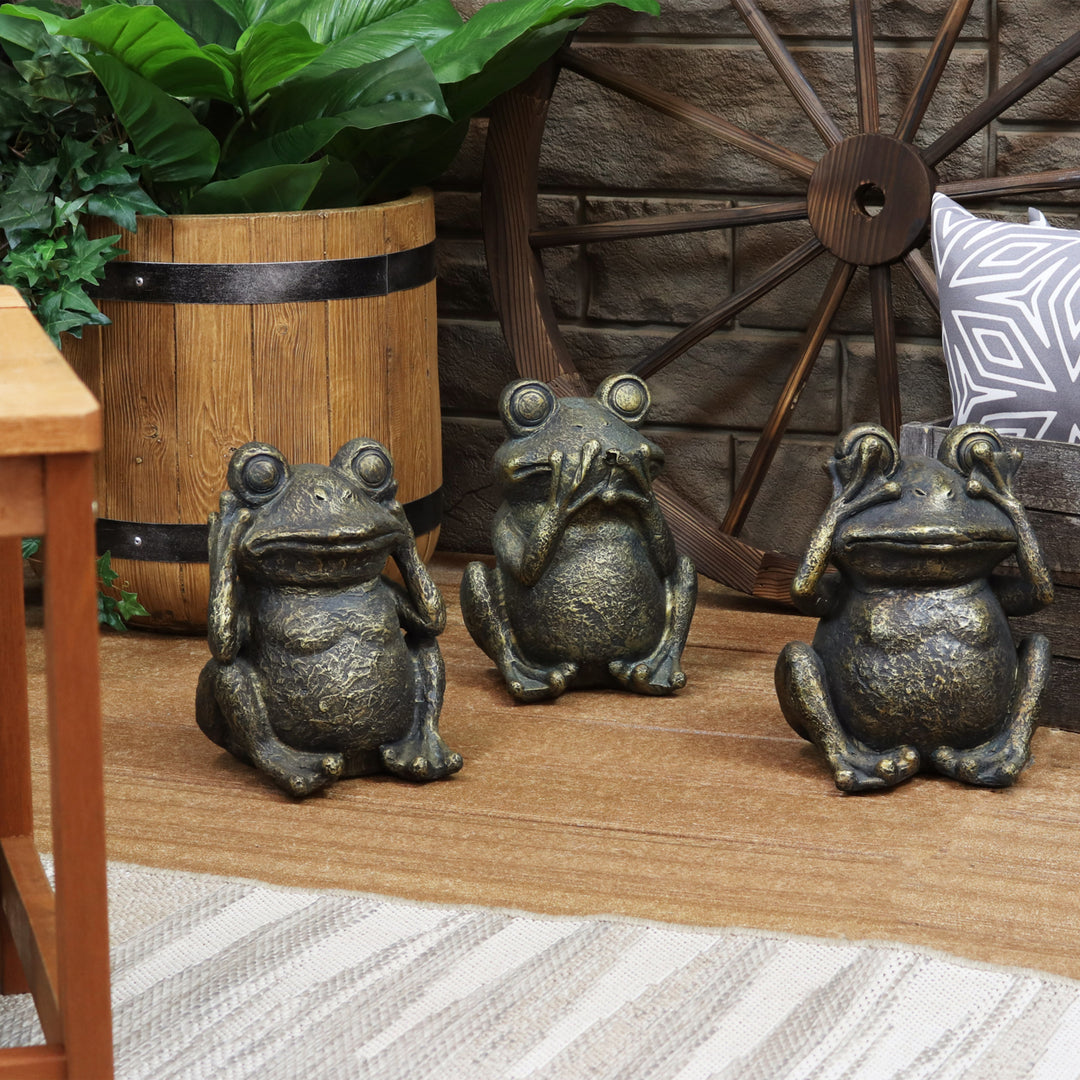 Sunnydaze Hear No Evil, See No Evil, and Speak No Evil Frog Statues - 10 in Image 8