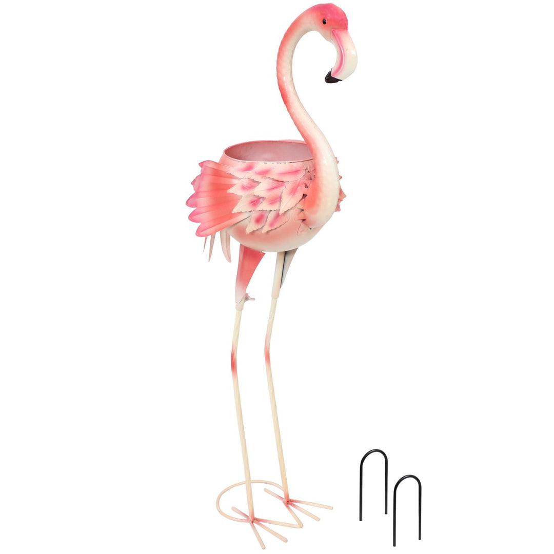 Sunnydaze Flamingo Indoor/Outdoor Metal Garden Statue - Set of 2 Image 8