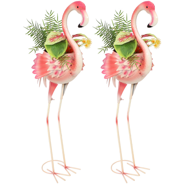 Sunnydaze Flamingo Indoor/Outdoor Metal Garden Statue - Set of 2 Image 6