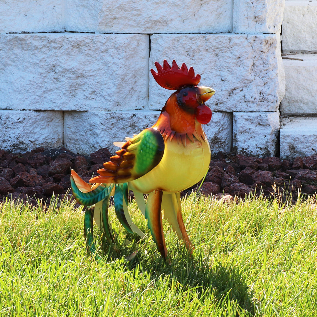 Sunnydaze Romeo the Rooster Outdoor Metal Statue - 16 in Image 4