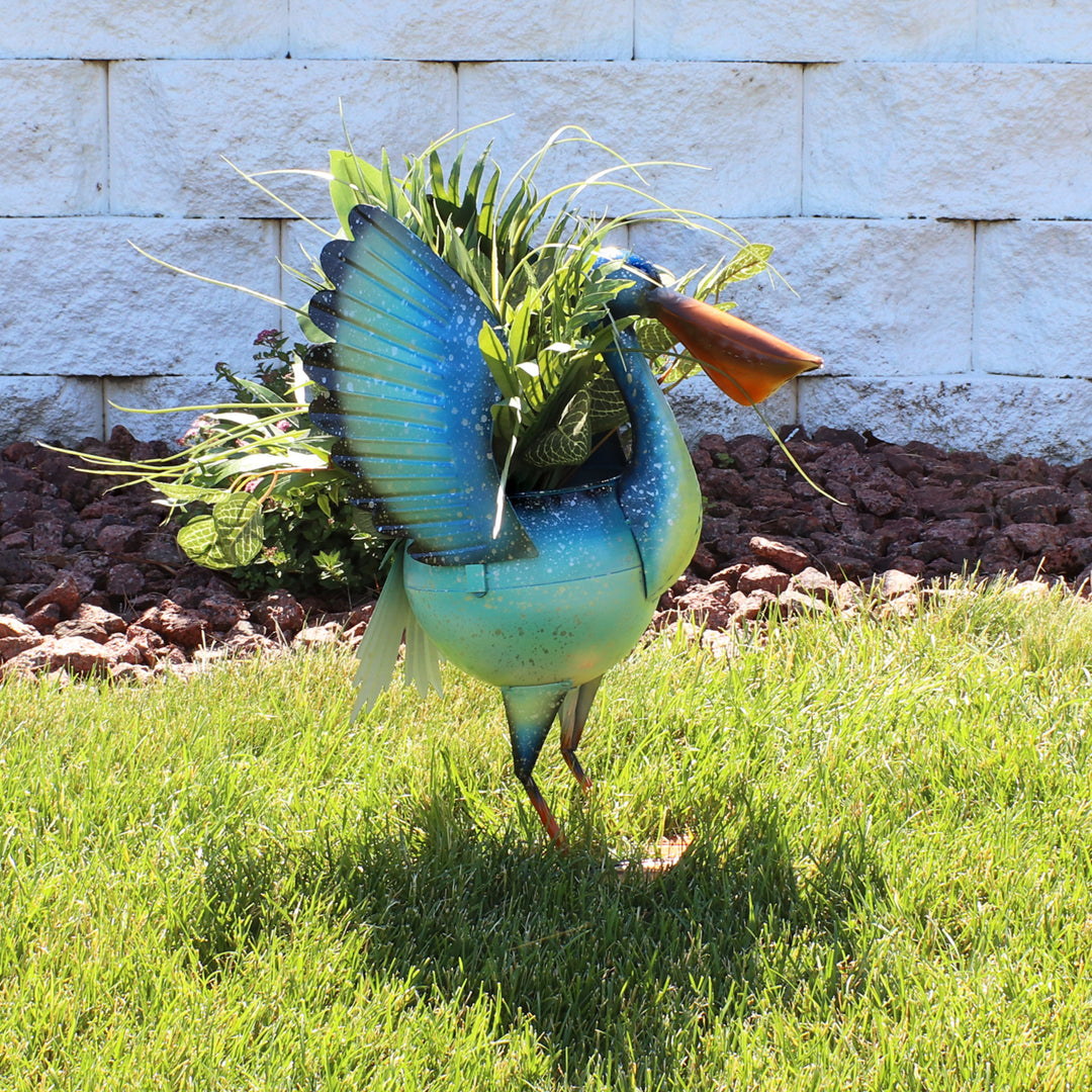 Sunnydaze Pierre the Flying Pelican Outdoor Metal Planter Statue - 20.75 in Image 4