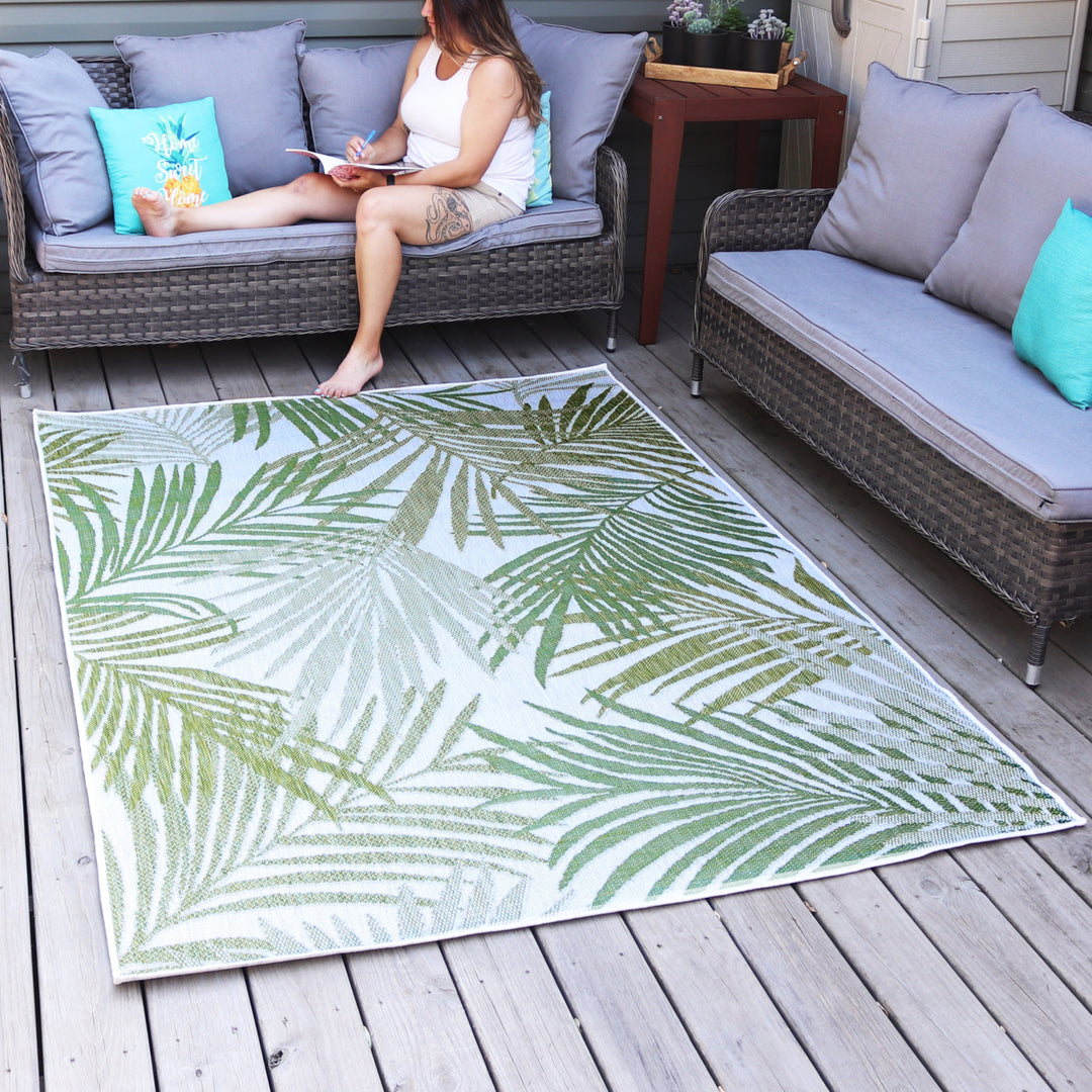 Sunnydaze Tropical Illusions Outdoor Area Rug - Verdant - 5 ft x 7 ft Image 8