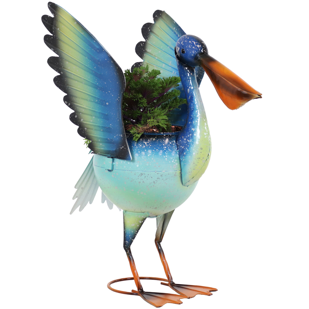 Sunnydaze Pierre the Flying Pelican Outdoor Metal Planter Statue - 20.75 in Image 6