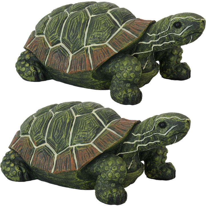 Sunnydaze Terrance the Tortoise Indoor and Outdoor Statue - 9 in - Set of 2 Image 1