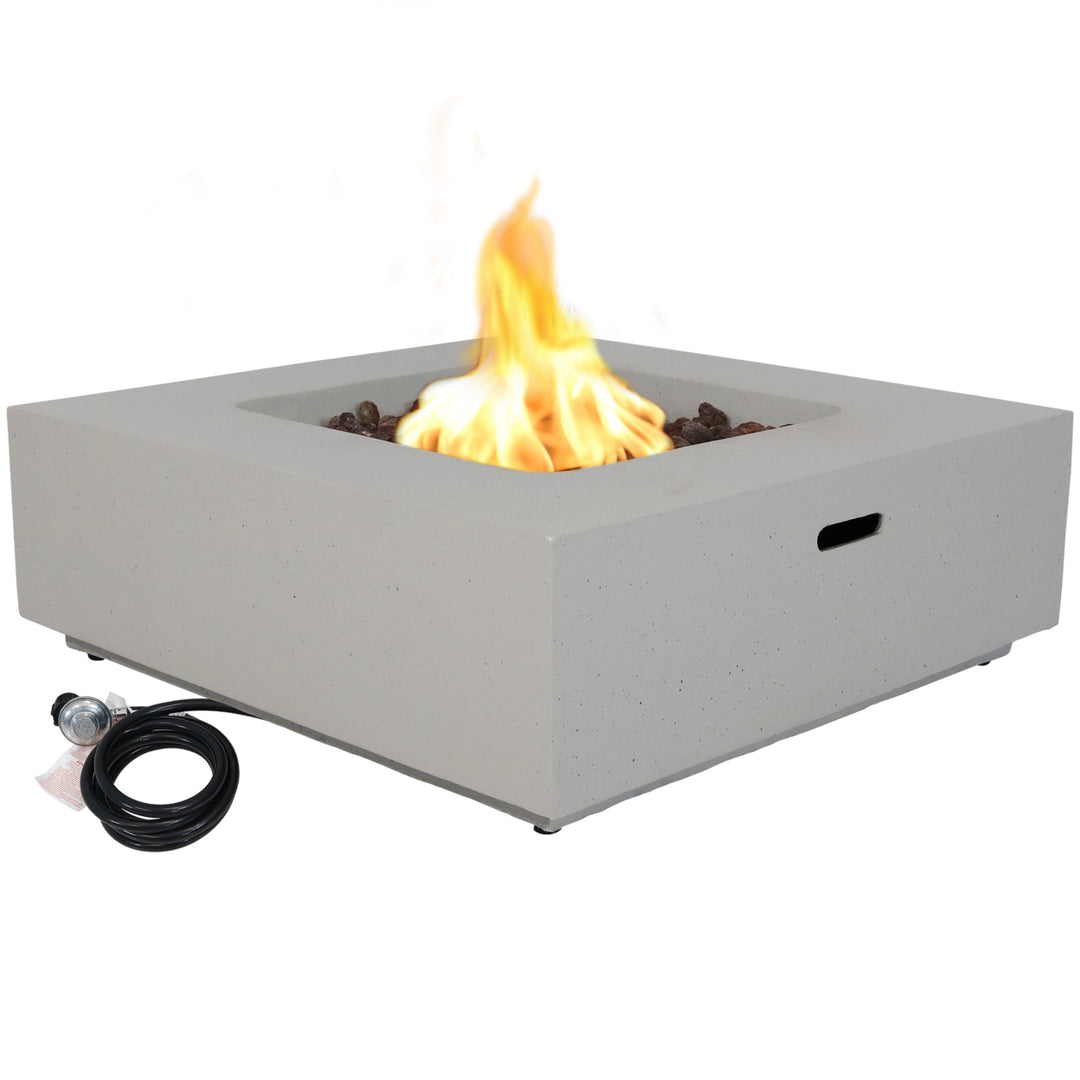 Sunnydaze 34 in Contempo Square Concrete Propane Gas Fire Pit with Cover Image 1