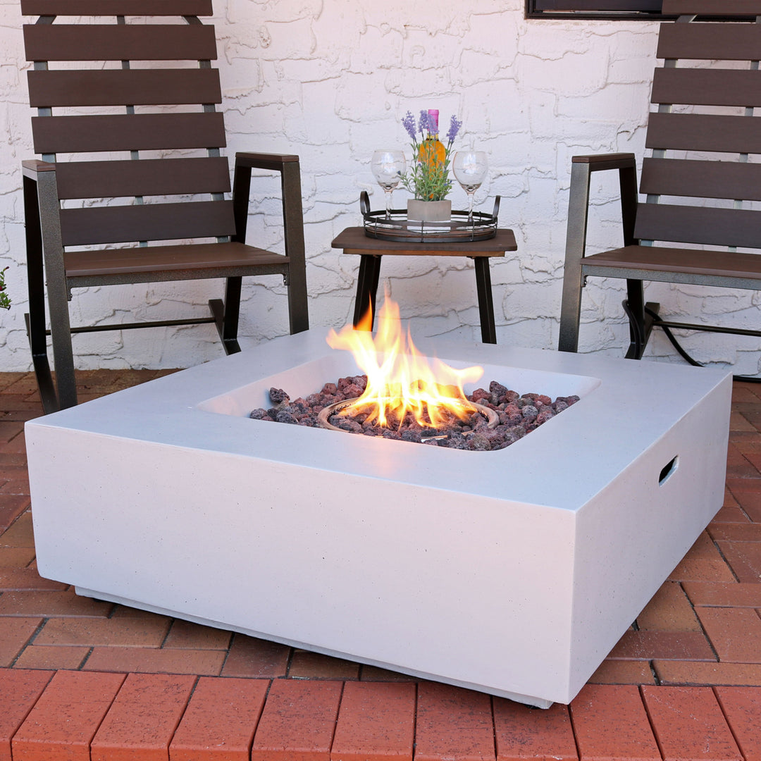 Sunnydaze 34 in Contempo Square Concrete Propane Gas Fire Pit with Cover Image 4