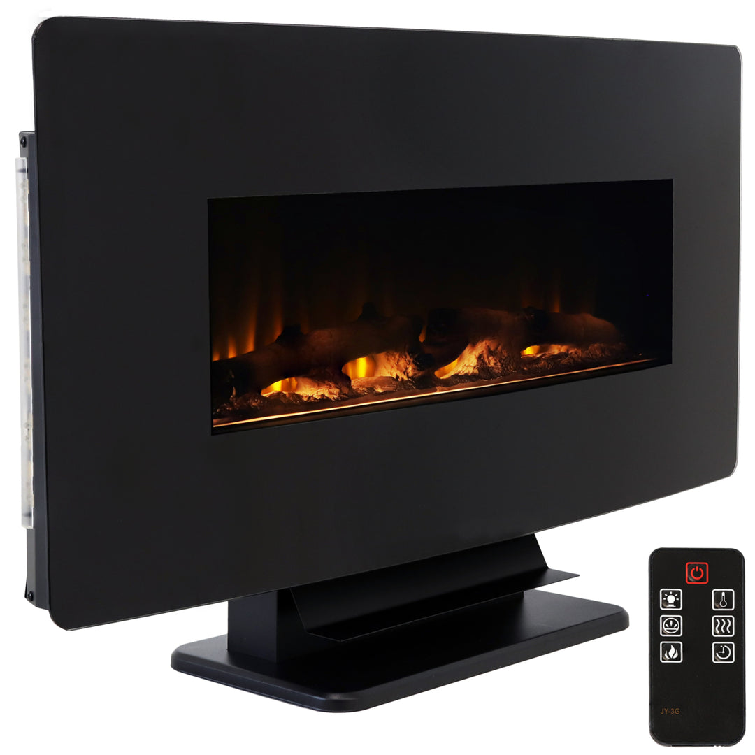 Sunnydaze 35.75 in Curved Face Wall or Freestanding Electric Fireplace Image 1