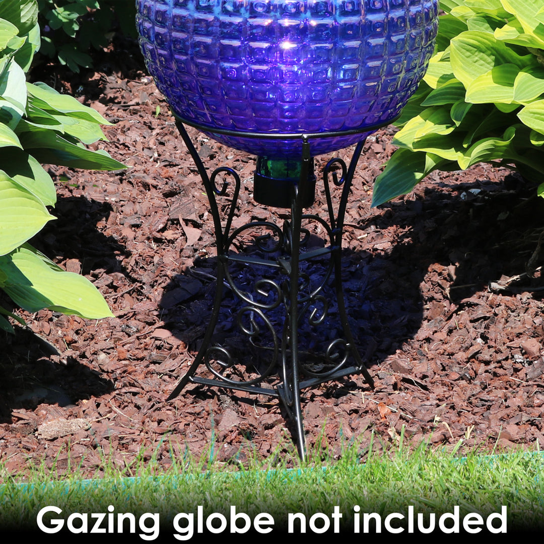 Sunnydaze Decorative Scroll Steel Outdoor Gazing Globe Stand - Black Image 4