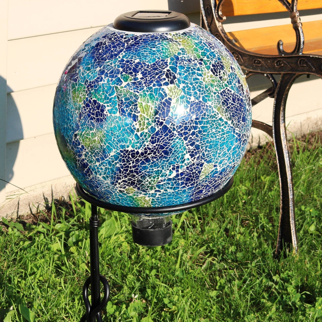 Sunnydaze Azul Terra Crackled Glass Solar Gazing Globe - 10 in Image 4