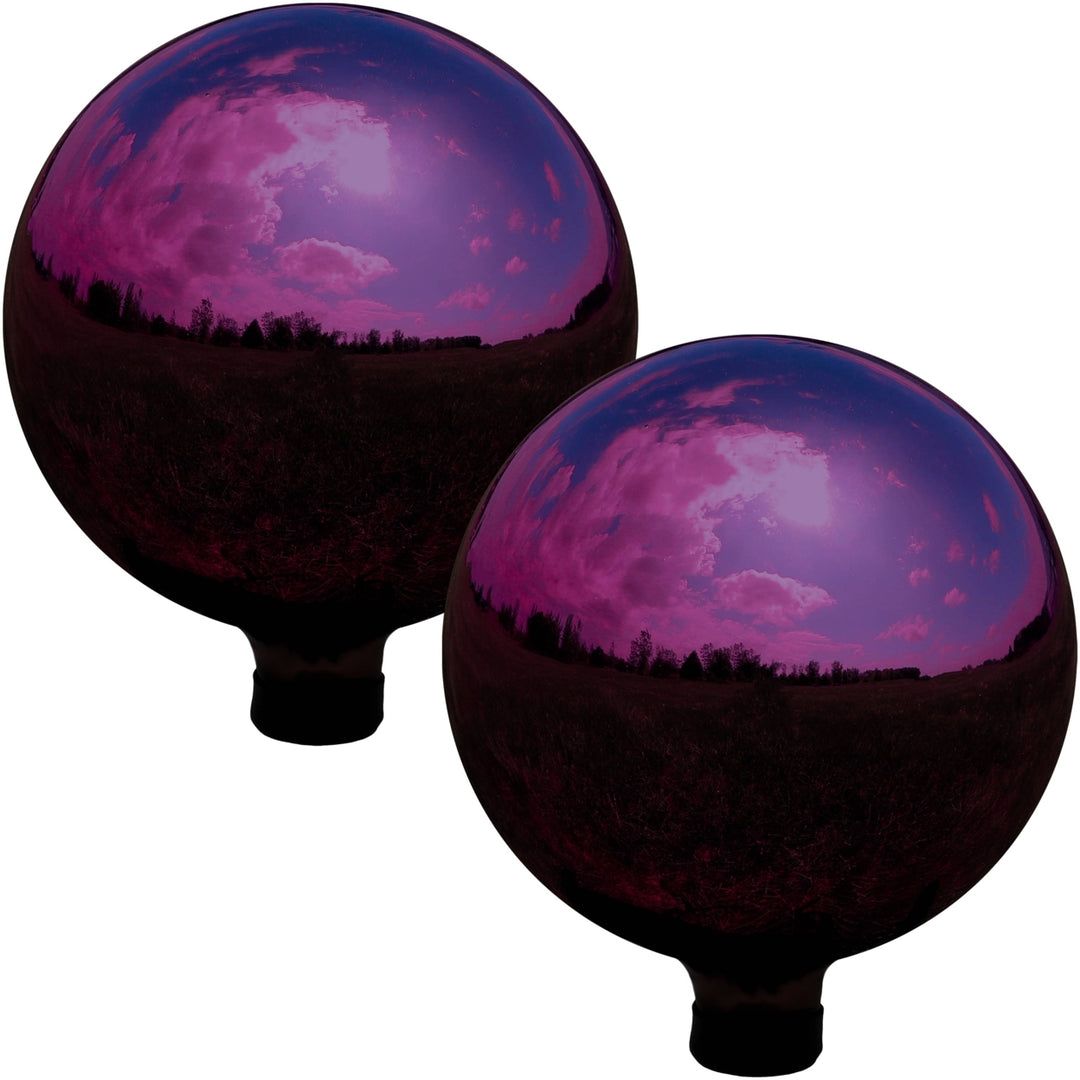 Sunnydaze Merlot Mirrored Surface Gazing Ball Globe - 10 in - Set of 2 Image 1