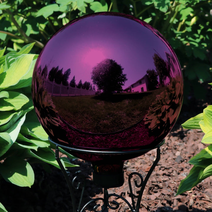 Sunnydaze Merlot Mirrored Surface Gazing Ball Globe - 10 in - Set of 2 Image 4