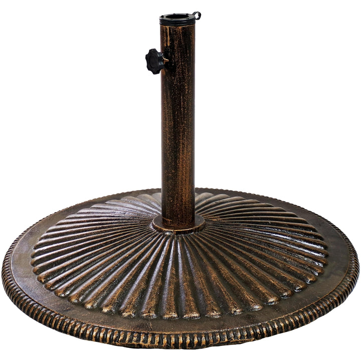 Sunnydaze 22 in Ridged Cast Iron Round Patio Umbrella Base - Bronze Image 1