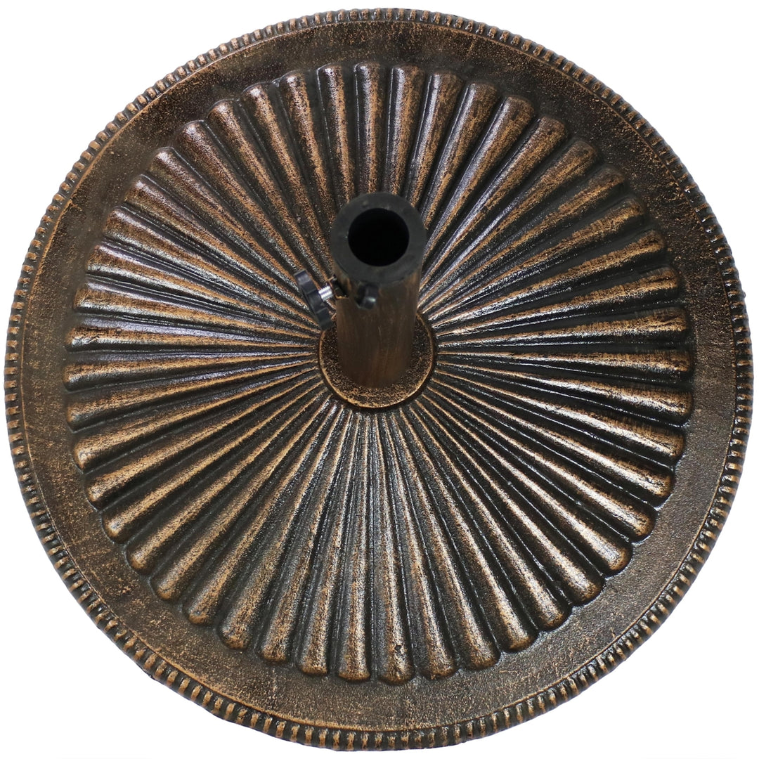 Sunnydaze 22 in Ridged Cast Iron Round Patio Umbrella Base - Bronze Image 5