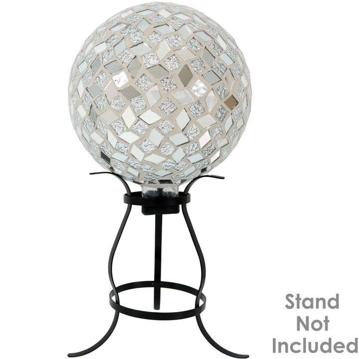 Sunnydaze Mirrored Diamond Mosaic Gazing Globe - 10 in - Gray - Set of 2 Image 5