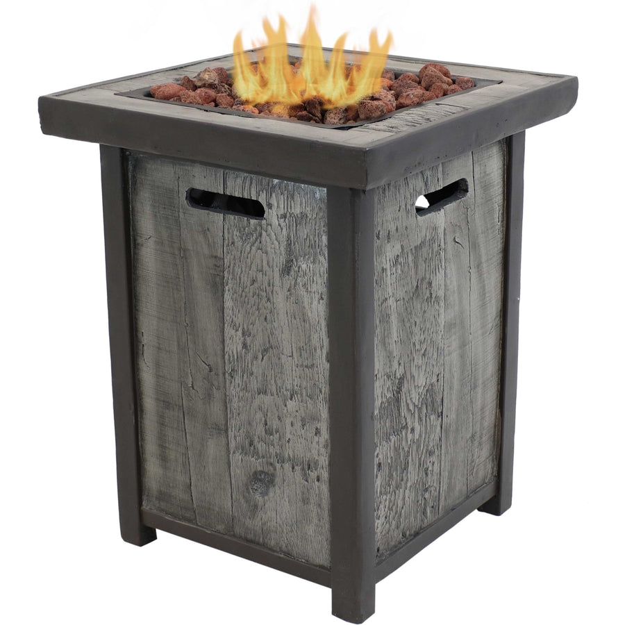 Sunnydaze 24 in Weathered Square Smokeless Propane Gas Fire Pit Table Image 1