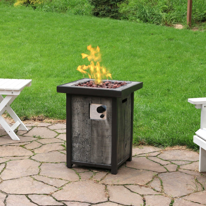 Sunnydaze 24 in Weathered Square Smokeless Propane Gas Fire Pit Table Image 4