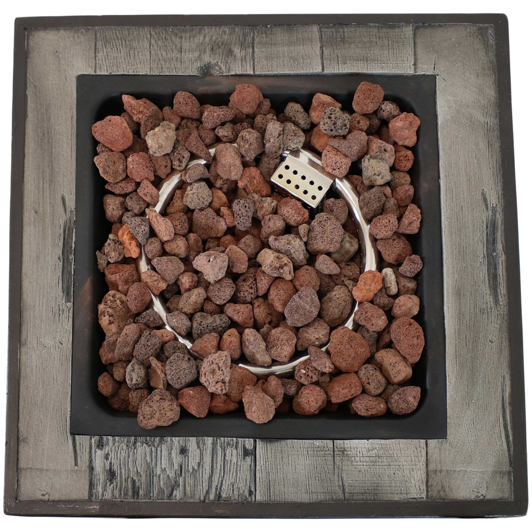 Sunnydaze 24 in Weathered Square Smokeless Propane Gas Fire Pit Table Image 10