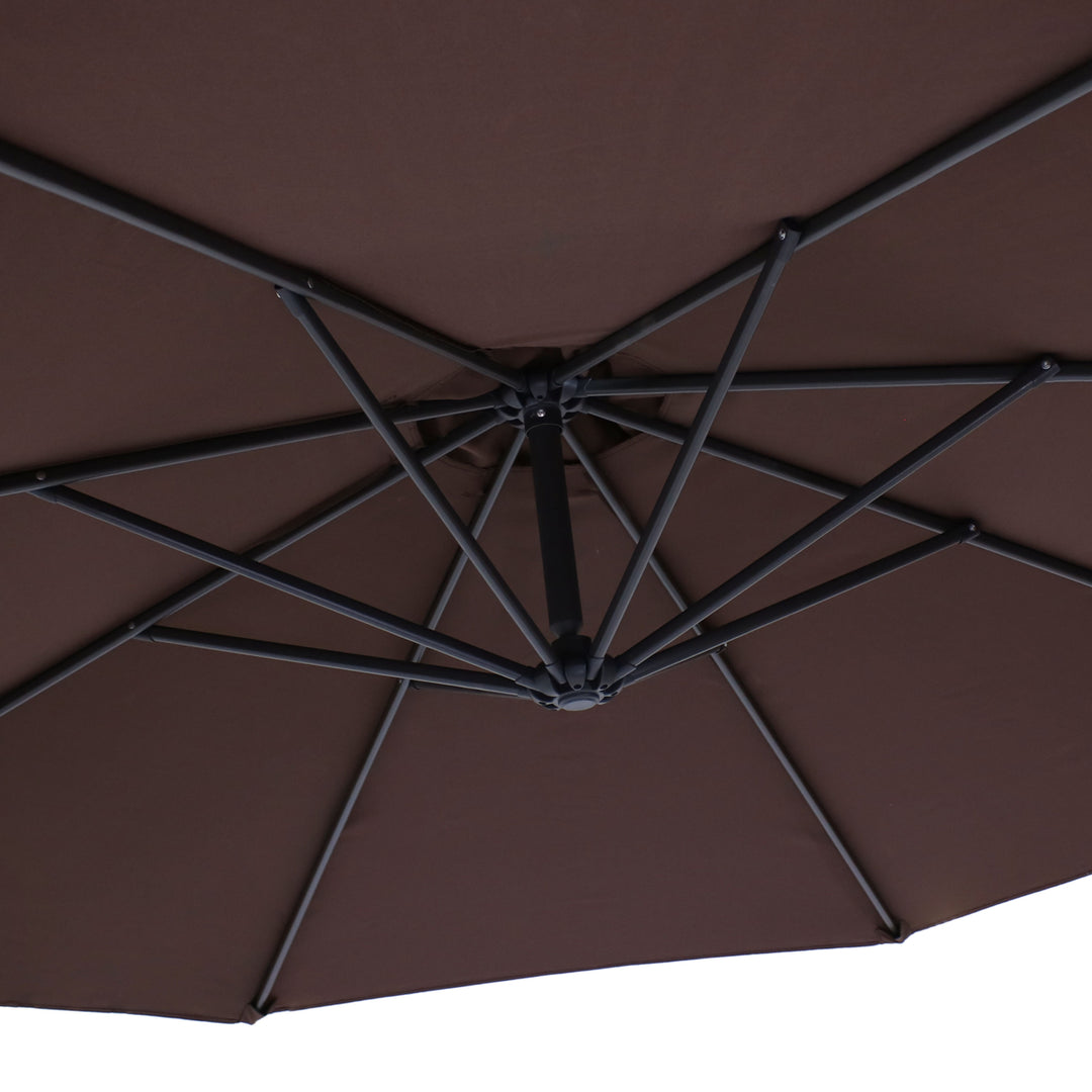 Sunnydaze 10 ft Cantilever Offset Steel Patio Umbrella with Crank - Brown Image 5