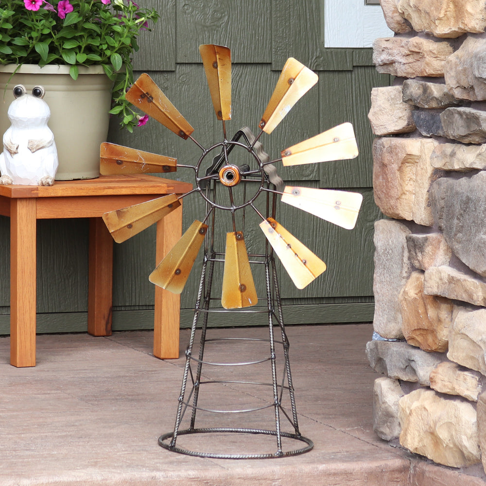 Sunnydaze Golden Farmhouse Windmill Indoor/Outdoor Metal Statue - 26.5 in Image 2