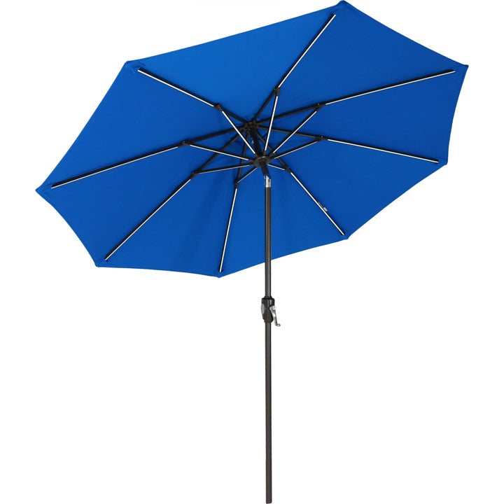 Sunnydaze 9 ft Solar Sunbrella Patio Umbrella with Tilt - Pacific Blue Image 1