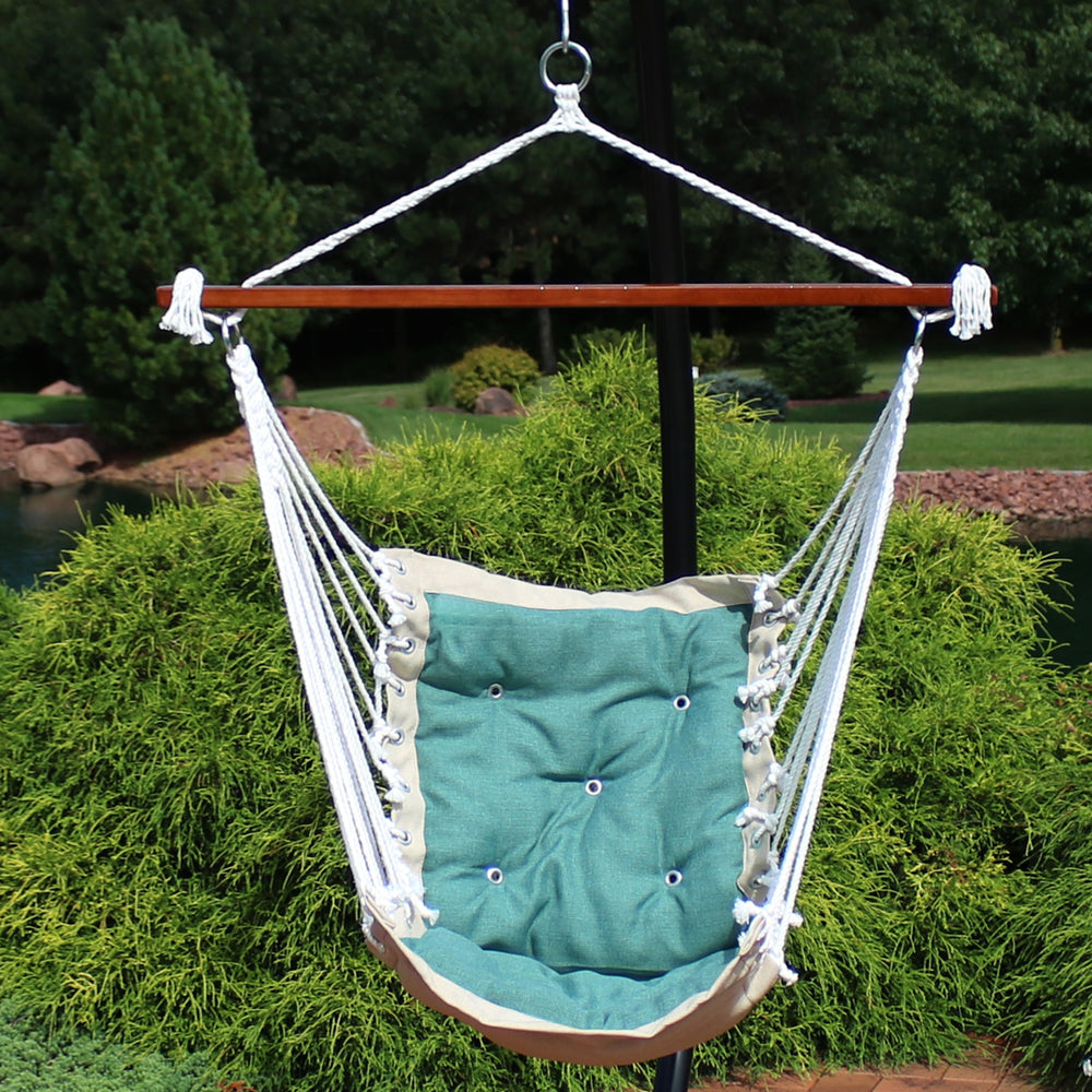Sunnydaze Polyester Fabric Victorian Hammock Chair with Cushion - Sea Grass Image 2